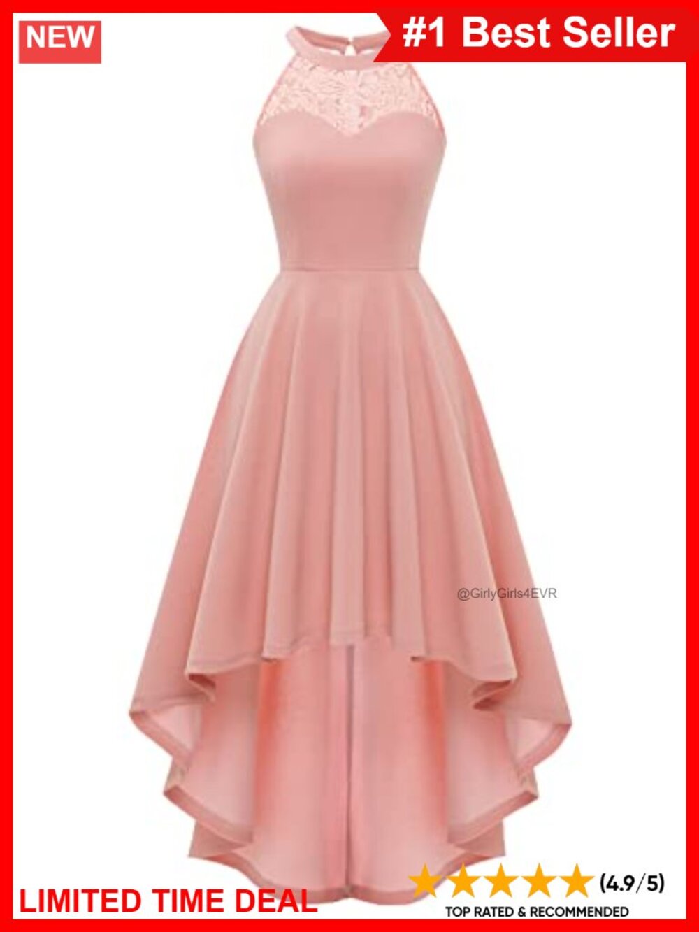 Hi-Lo Cocktail Dress Sleeveless Halter A-Line Midi Formal Party